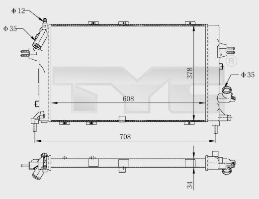 Radiator, engine cooling - 725-0028-R TYC