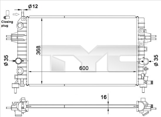 Radiator, engine cooling - 725-0036 TYC