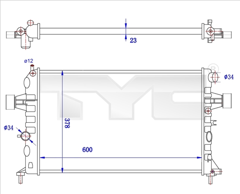 Radiator, engine cooling - 725-0038-R TYC