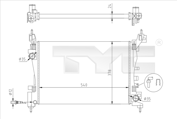 Radiator, engine cooling - 725-0044-R TYC