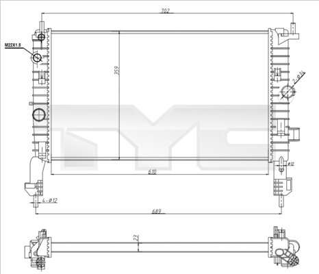 Radiator, engine cooling - 725-0048-R TYC