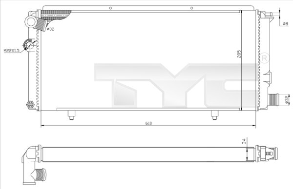 Radiator, engine cooling - 726-0014-R TYC