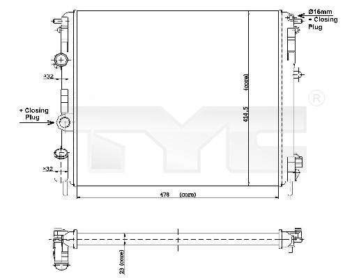 Radiatore, Raffreddamento motore - 728-0010 TYC