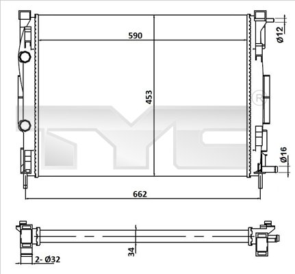 Radiatore, Raffreddamento motore - 728-0054 TYC