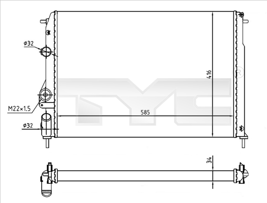 Radiator, engine cooling - 728-0055-R TYC
