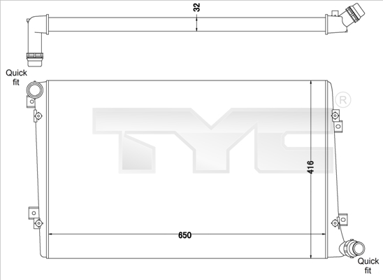 Radiatore, Raffreddamento motore - 737-0063-R TYC