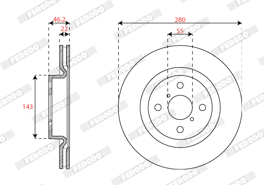 Brake Disc - DDF2851C FERODO