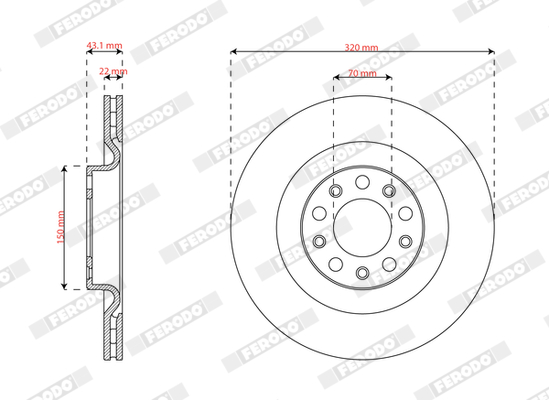 Brake Disc - DDF3038C FERODO