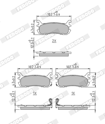 Комплект тормозных колодок, дисковый тормоз - FDB1012 FERODO