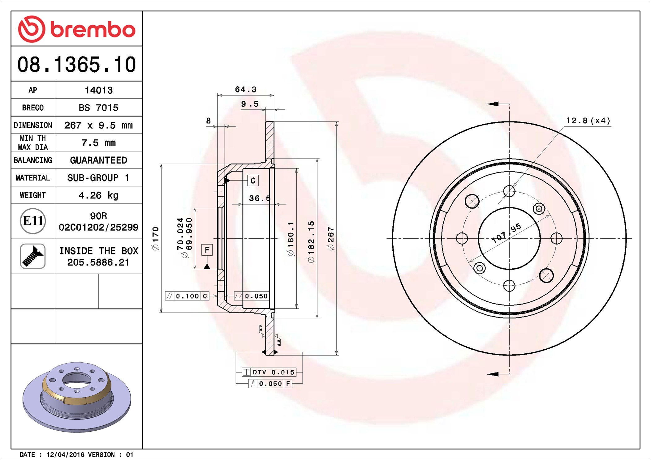 Discofreno - 08.1365.10 BREMBO