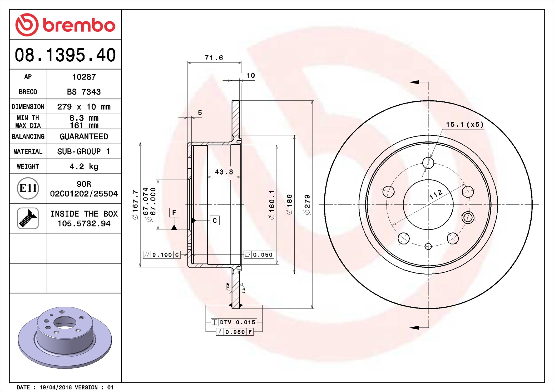 Discofreno - 08.1395.40 BREMBO