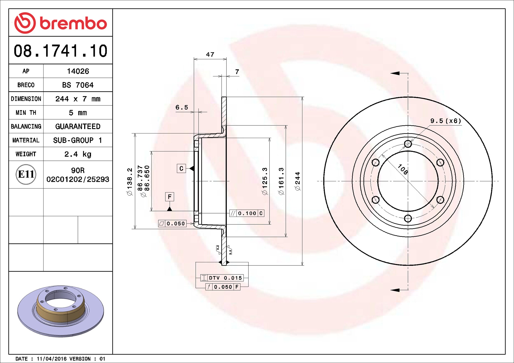 Discofreno - 08.1741.10 BREMBO