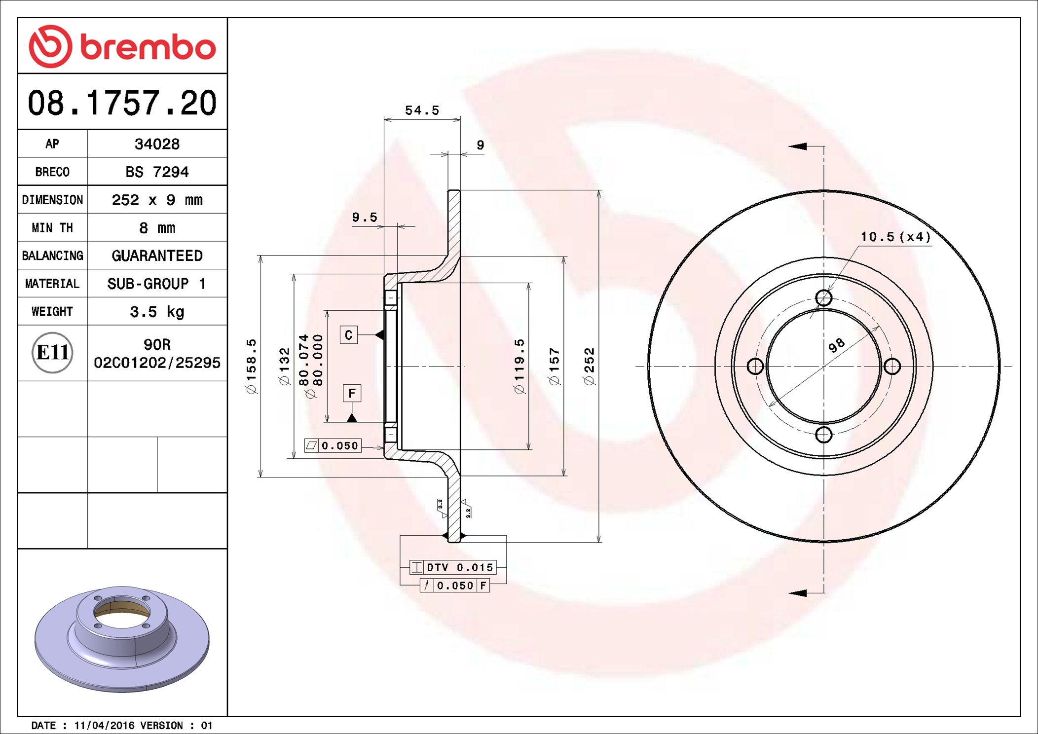 Discofreno - 08.1757.20 BREMBO