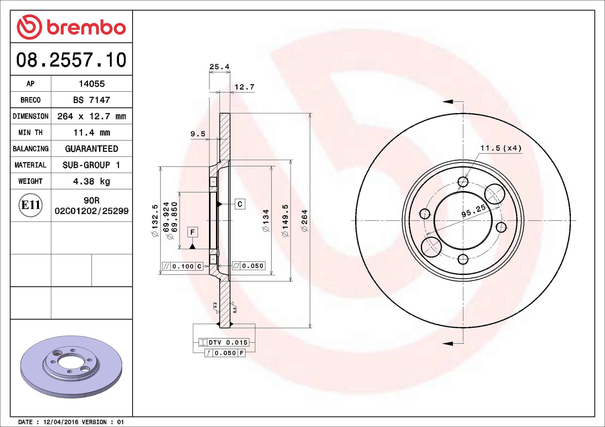 Discofreno - 08.2557.10 BREMBO