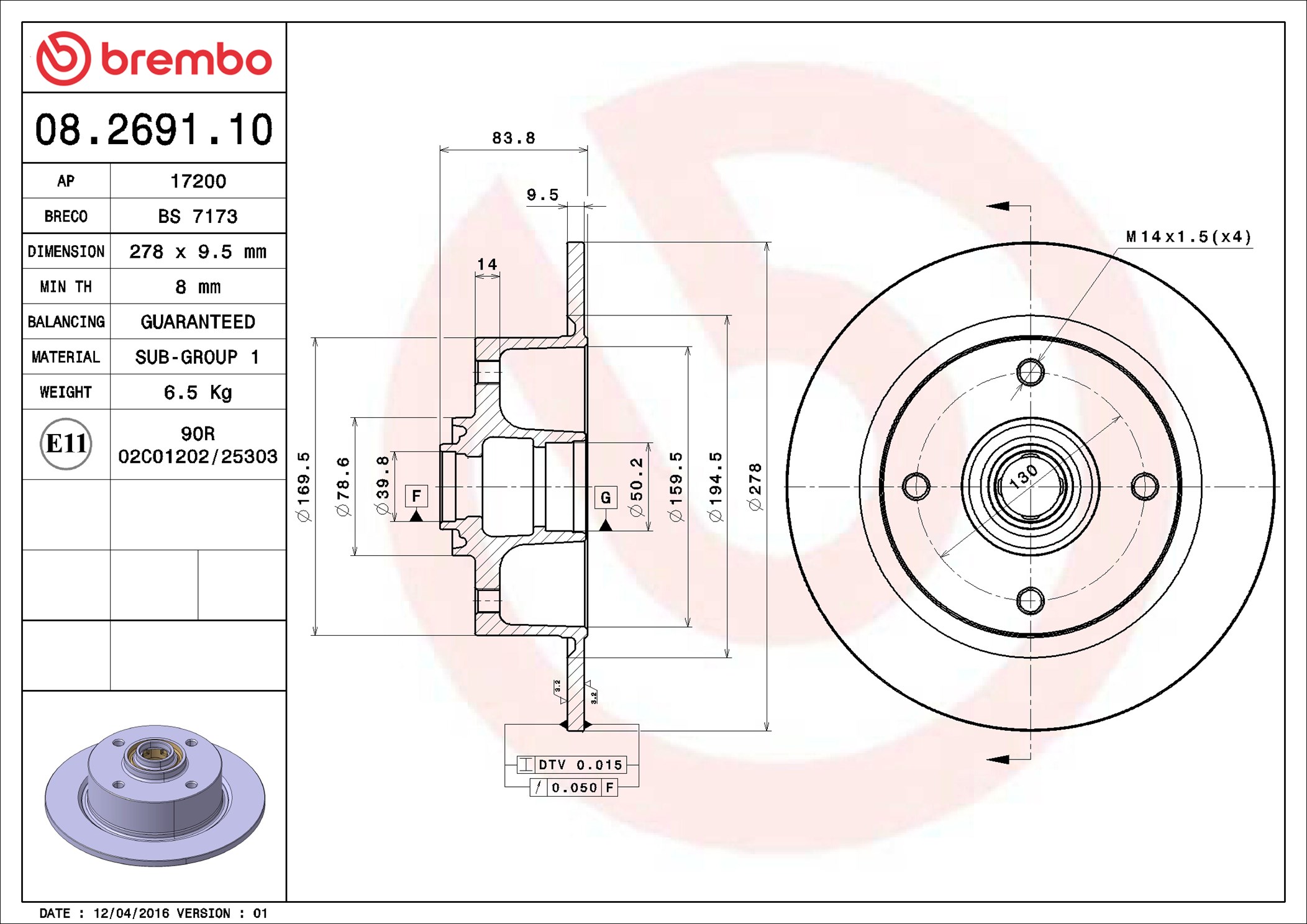 Discofreno - 08.2691.10 BREMBO