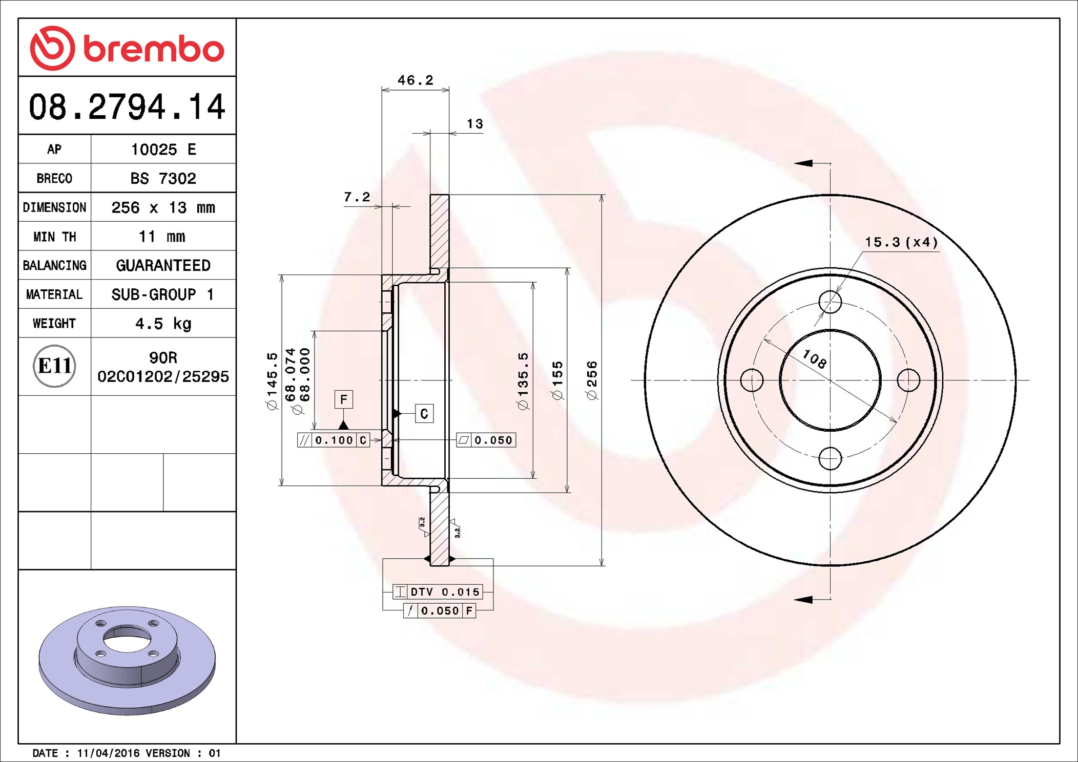Discofreno - 08.2794.14 BREMBO