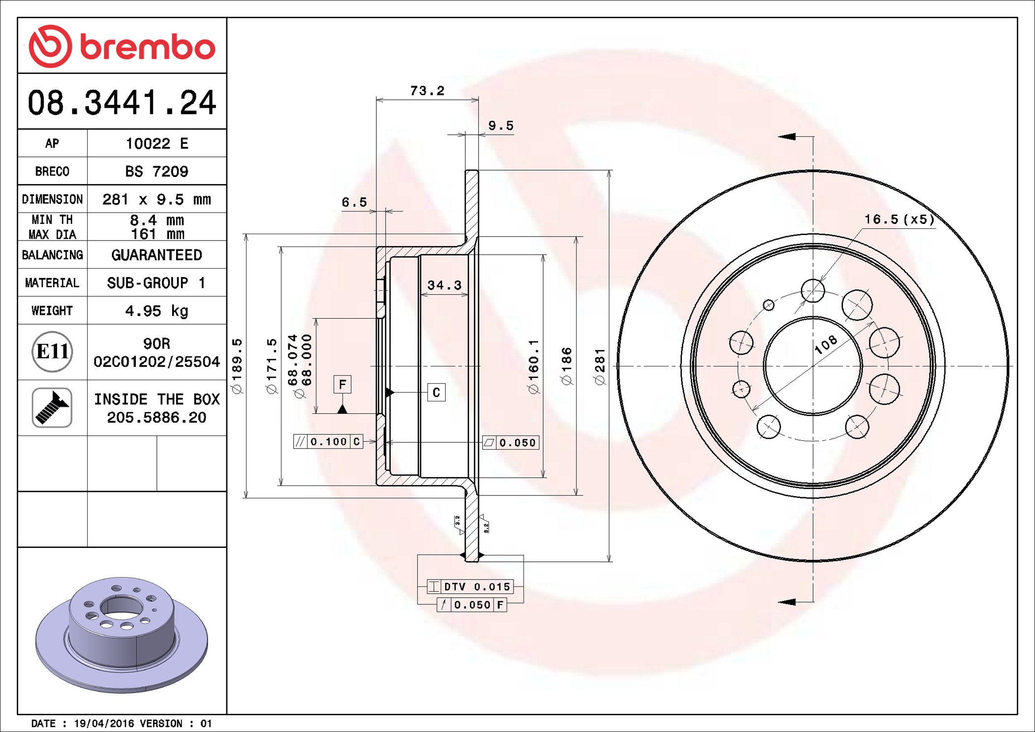 Discofreno - 08.3441.24 BREMBO