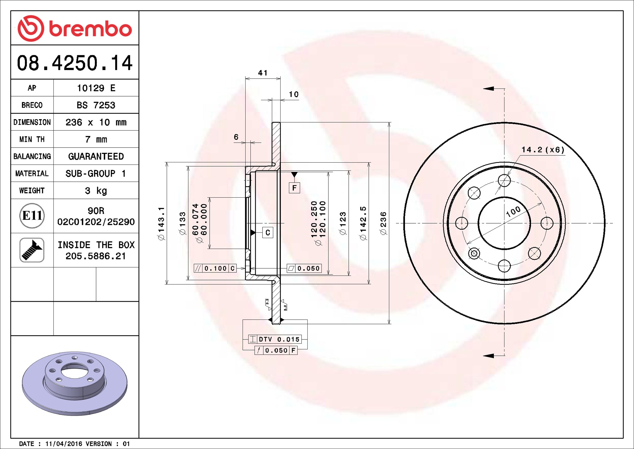 Discofreno - 08.4250.14 BREMBO