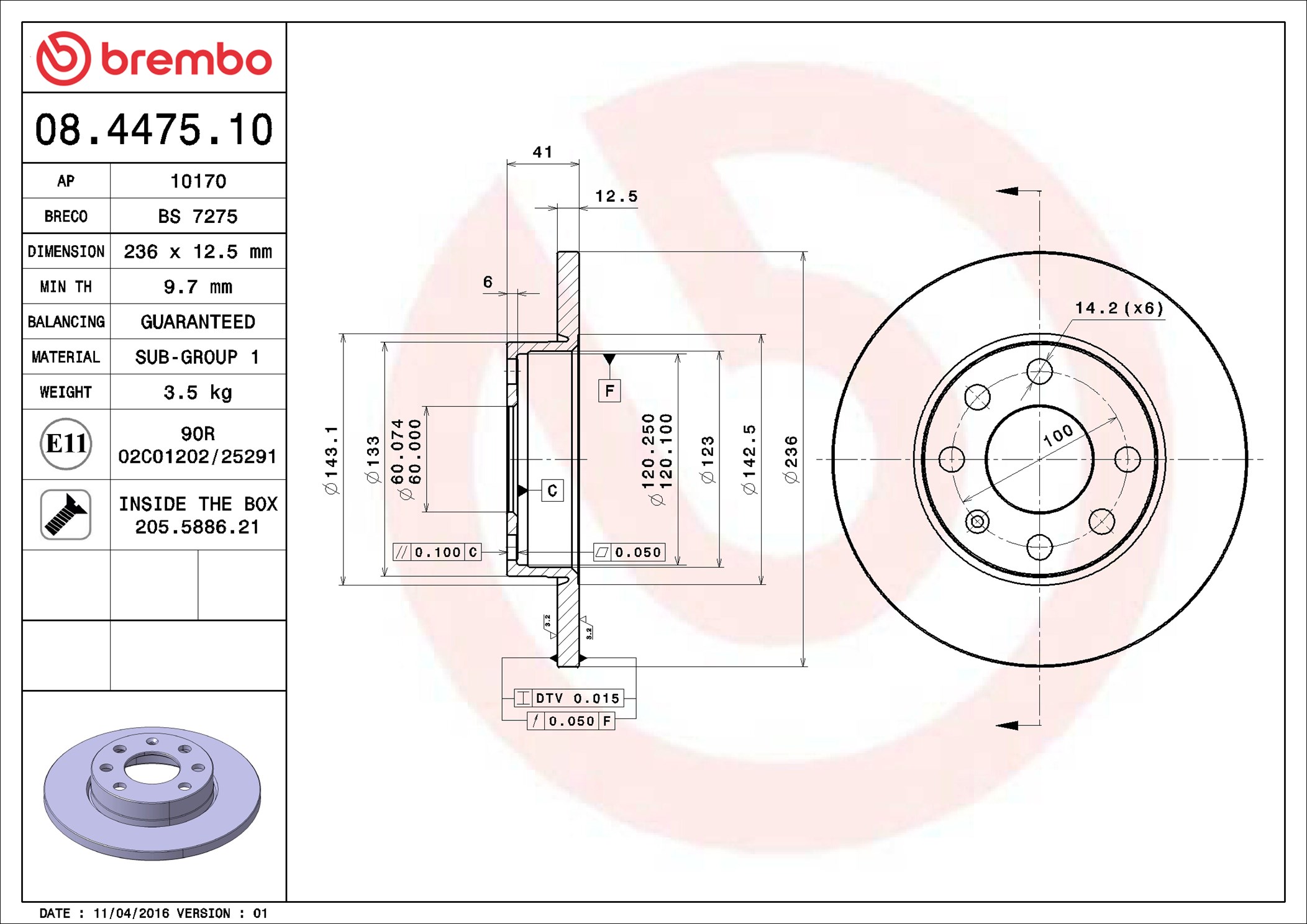 Brake Disc - 08.4475.10 BREMBO