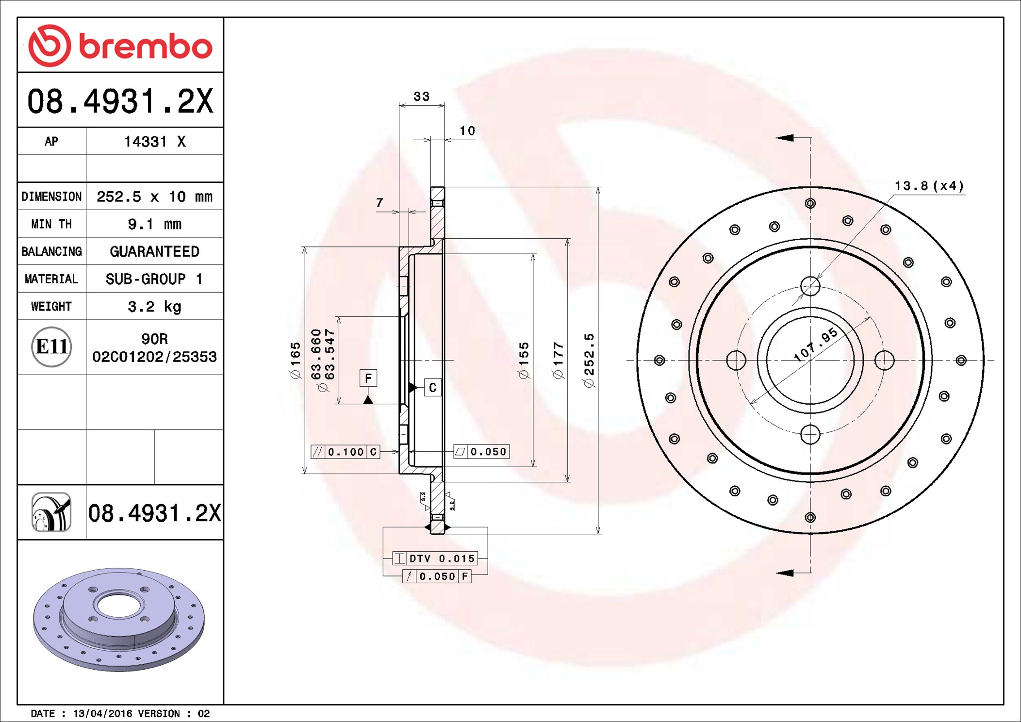 Brake Disc - 08.4931.2X BREMBO