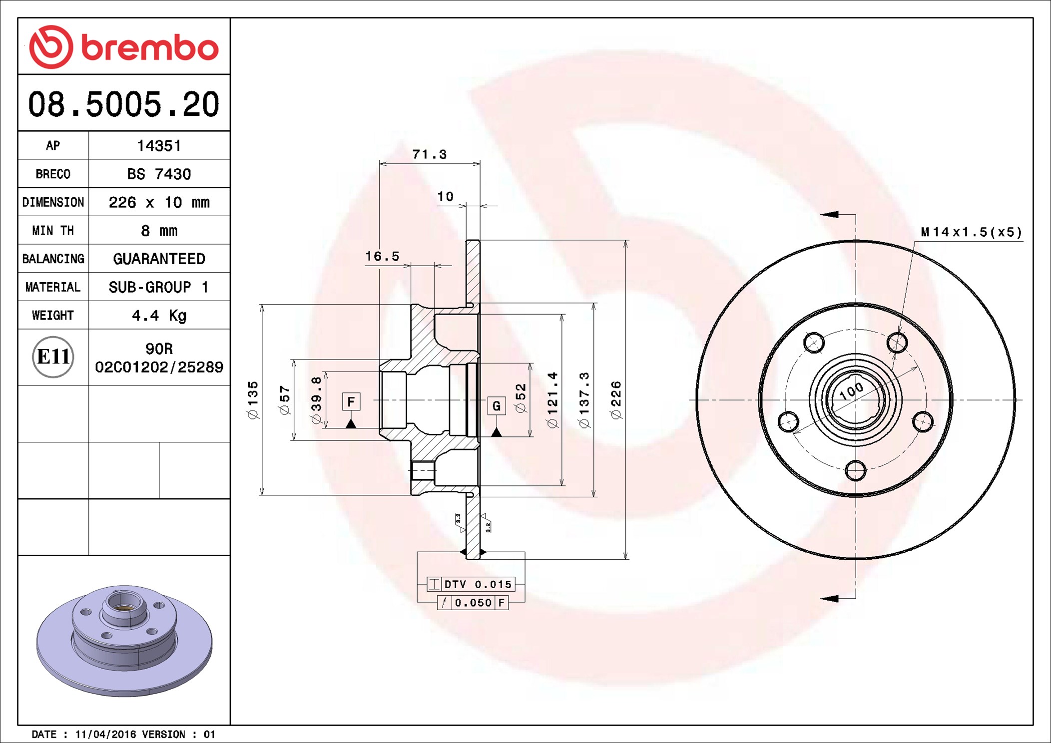 Discofreno - 08.5005.20 BREMBO