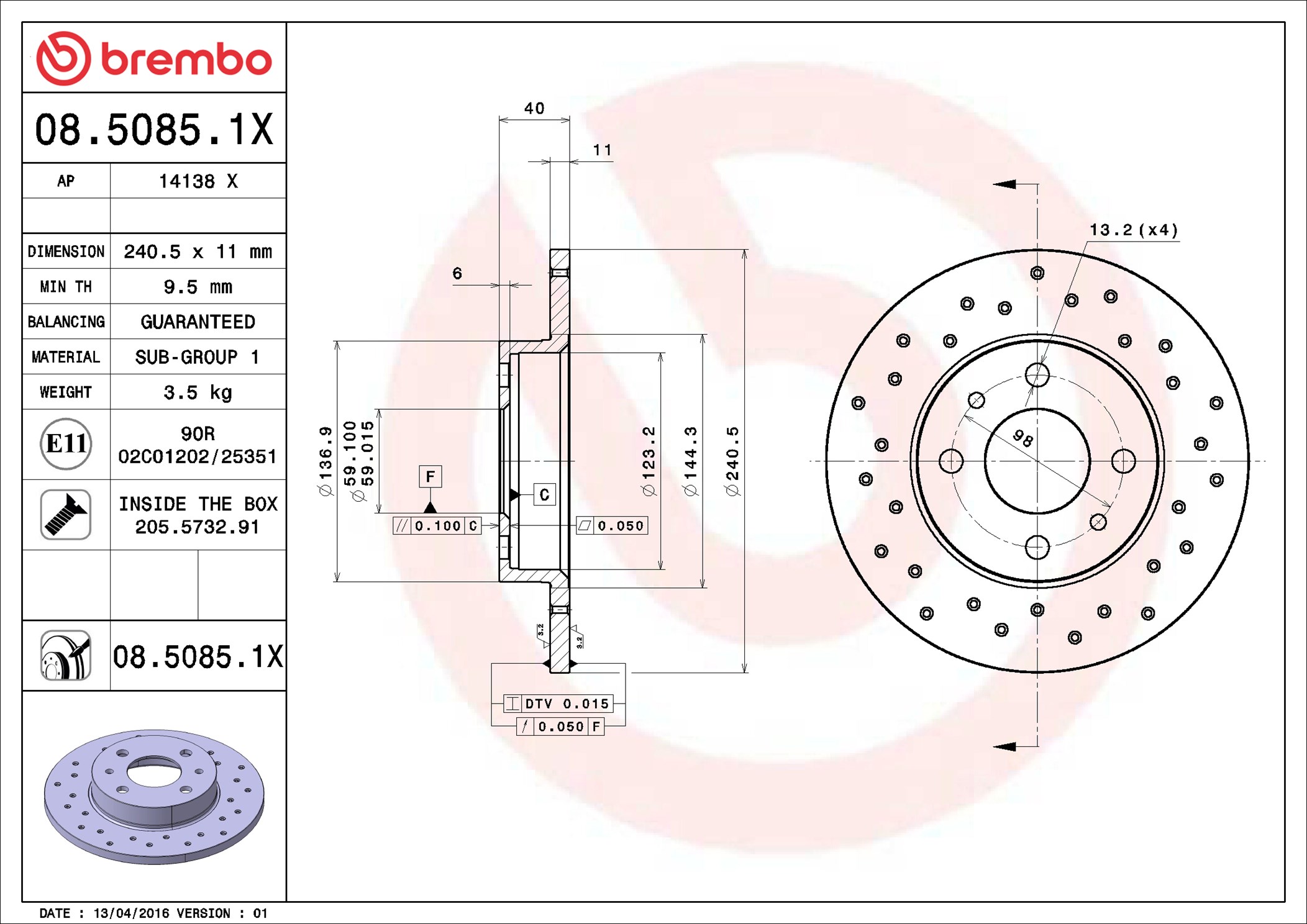 Discofreno - 08.5085.1X BREMBO
