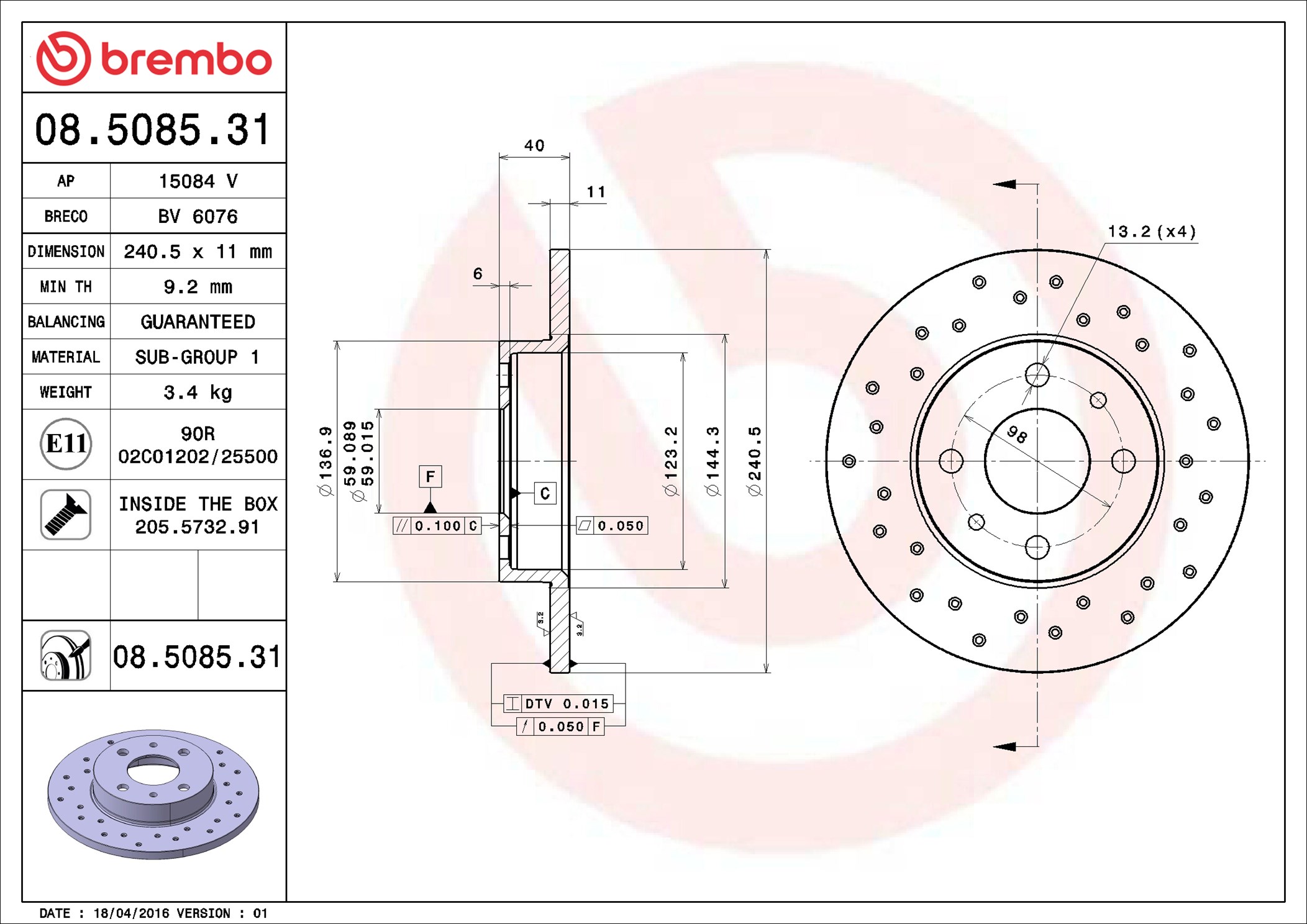 Discofreno - 08.5085.31 BREMBO