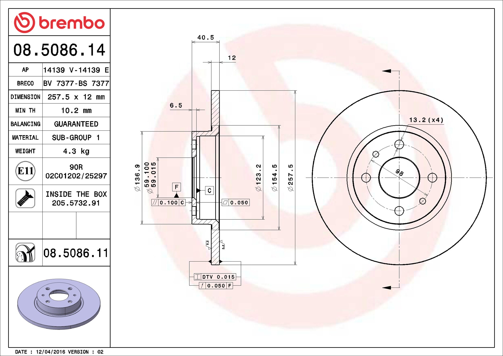 Discofreno - 08.5086.11 BREMBO