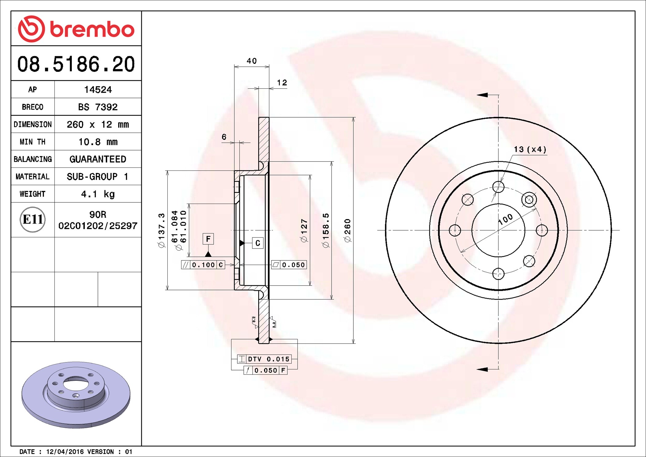 Bremsscheibe - 08.5186.20 BREMBO
