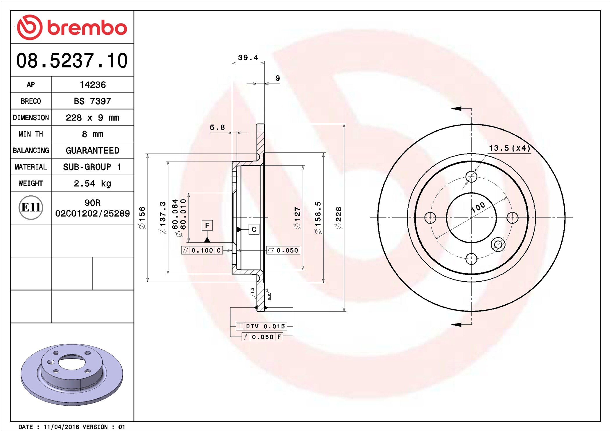 Discofreno - 08.5237.10 BREMBO