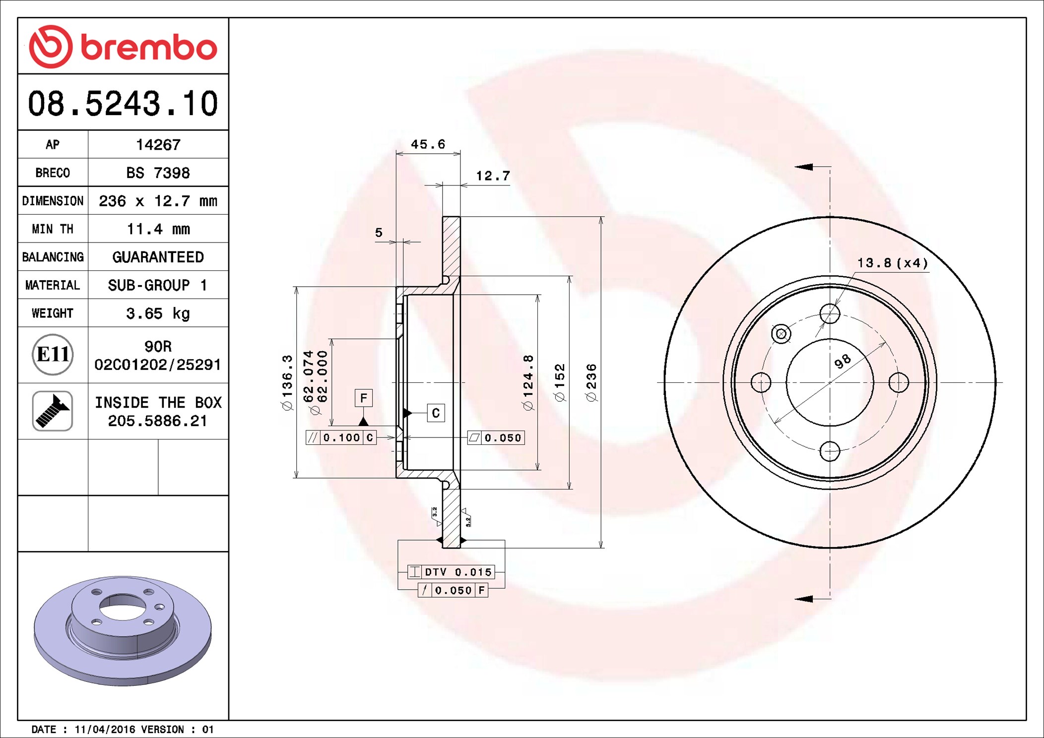 Discofreno - 08.5243.10 BREMBO