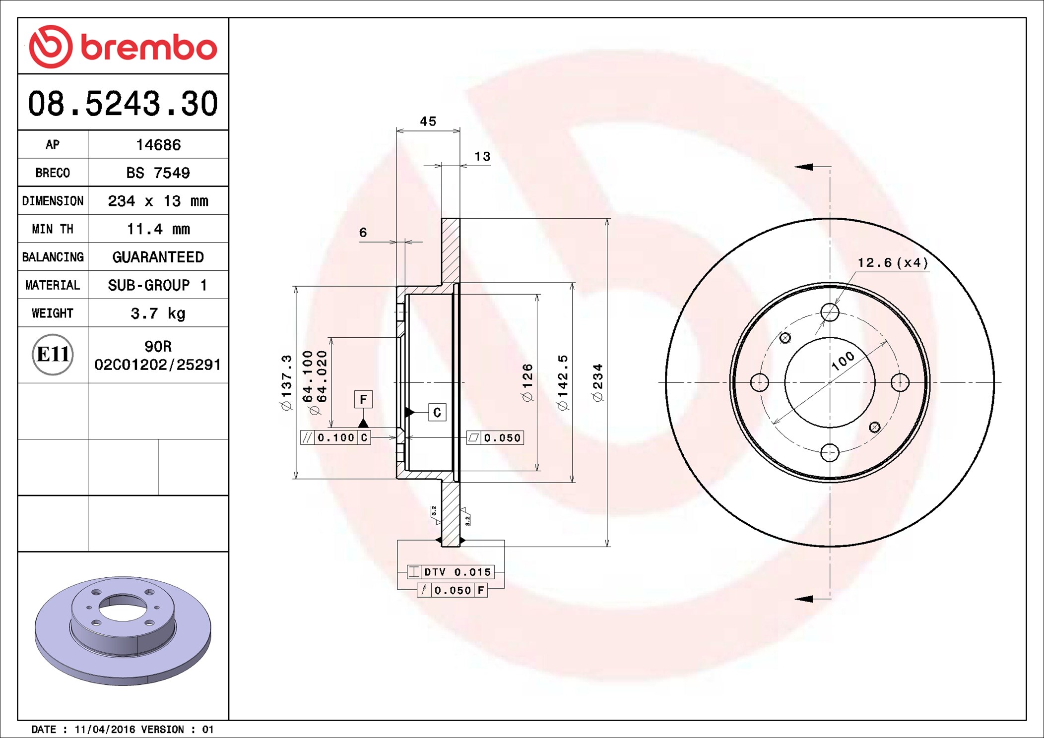 Discofreno - 08.5243.30 BREMBO