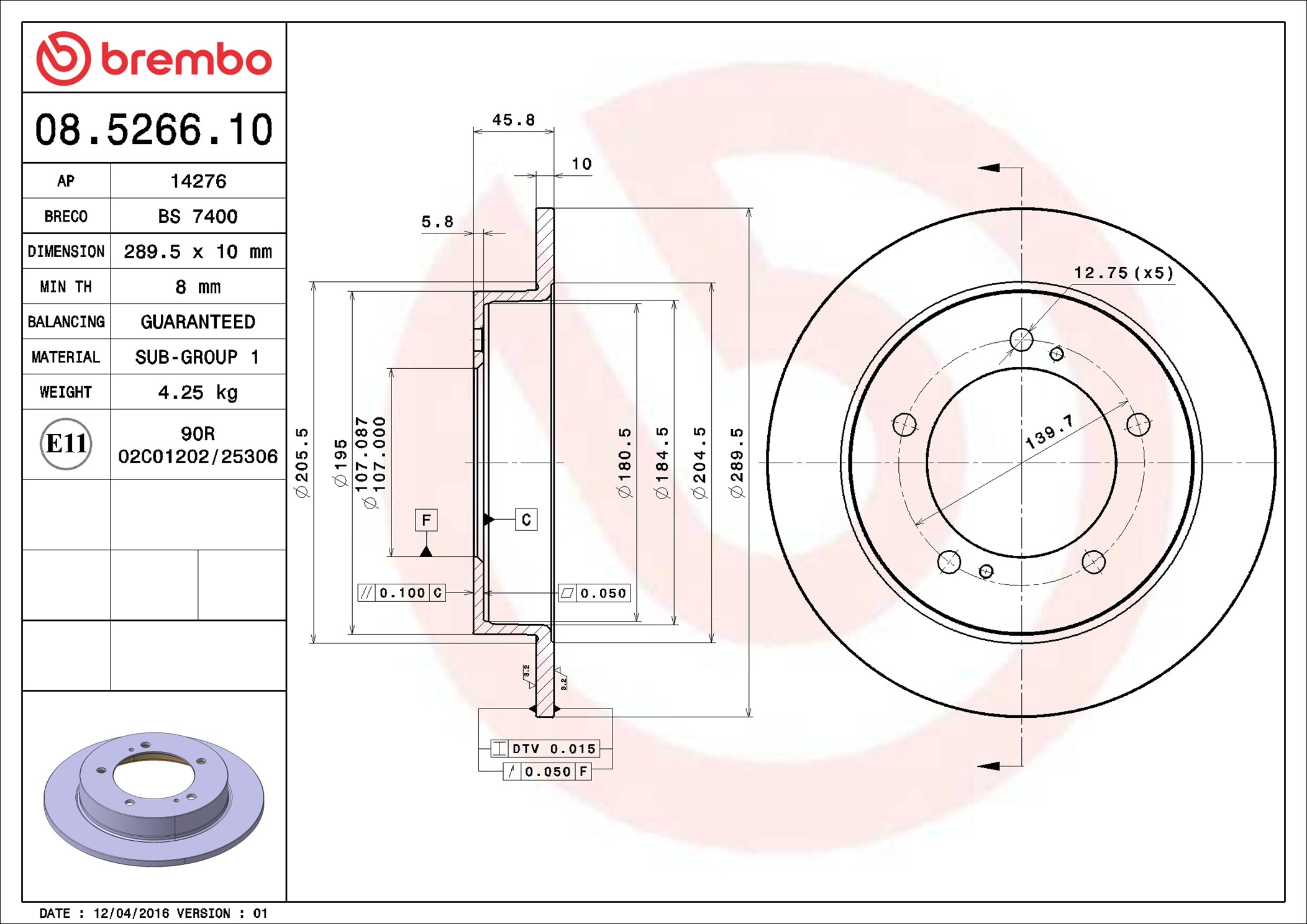 Discofreno - 08.5266.10 BREMBO