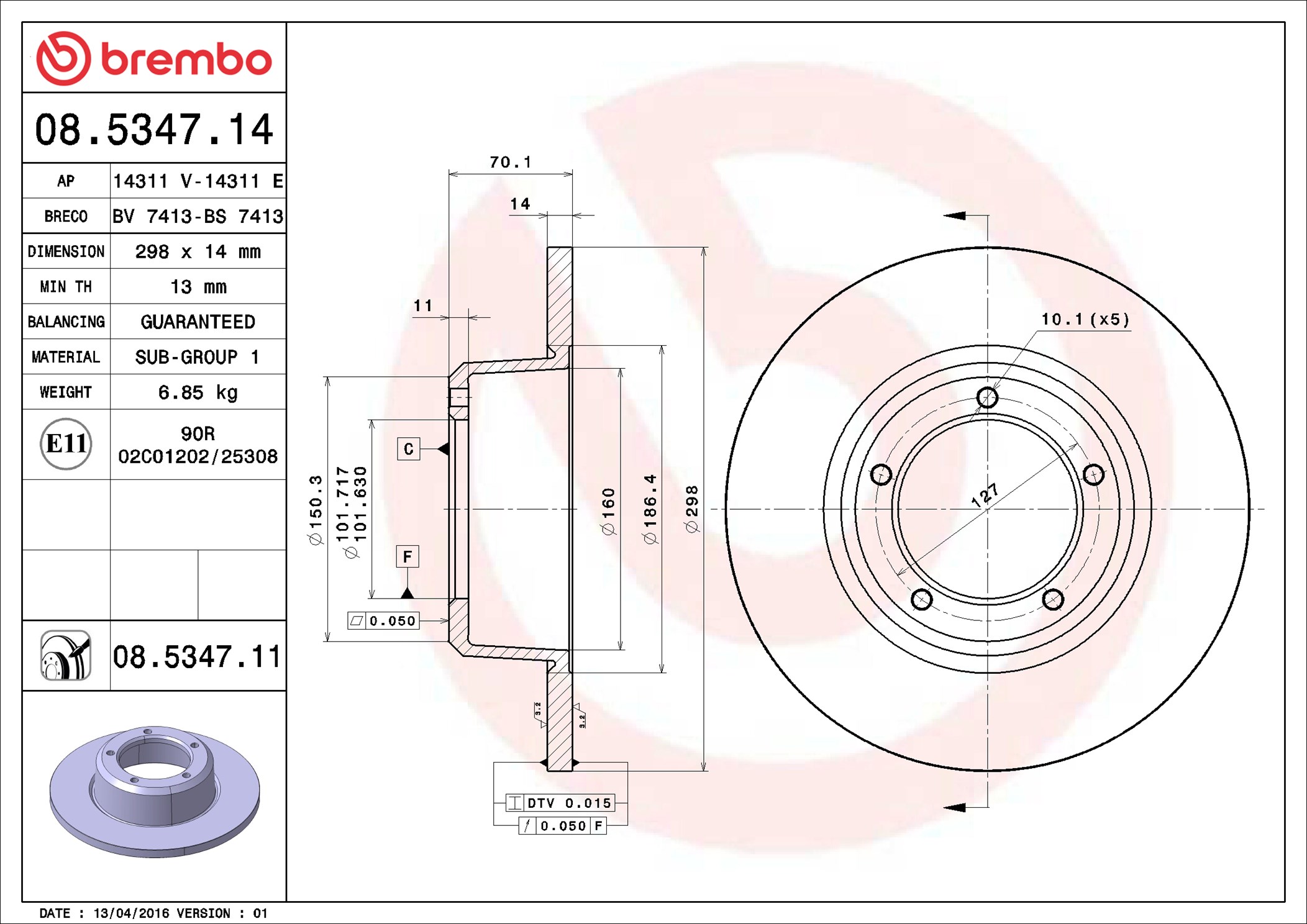 Bremsscheibe - 08.5347.11 BREMBO