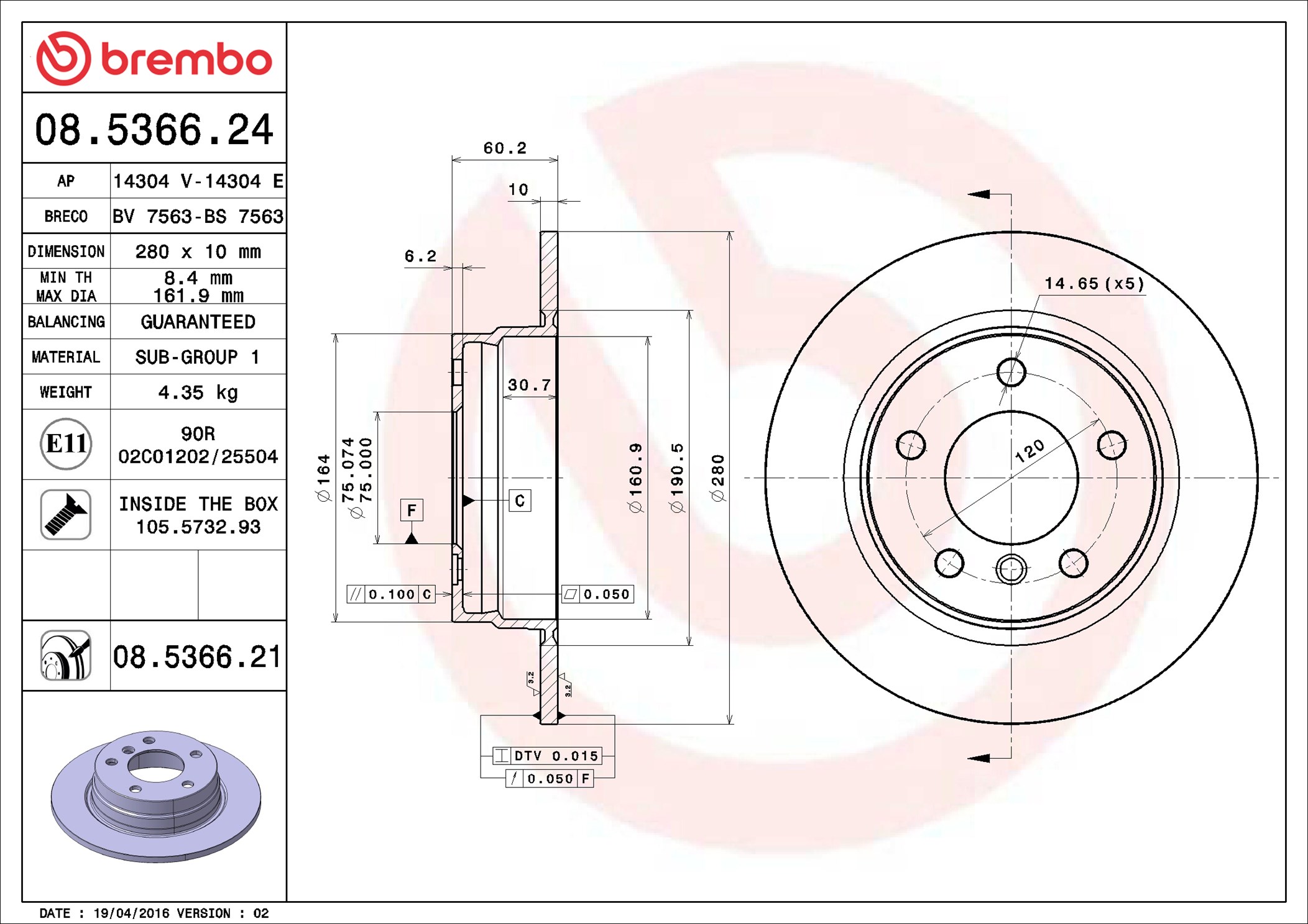 Discofreno - 08.5366.21 BREMBO