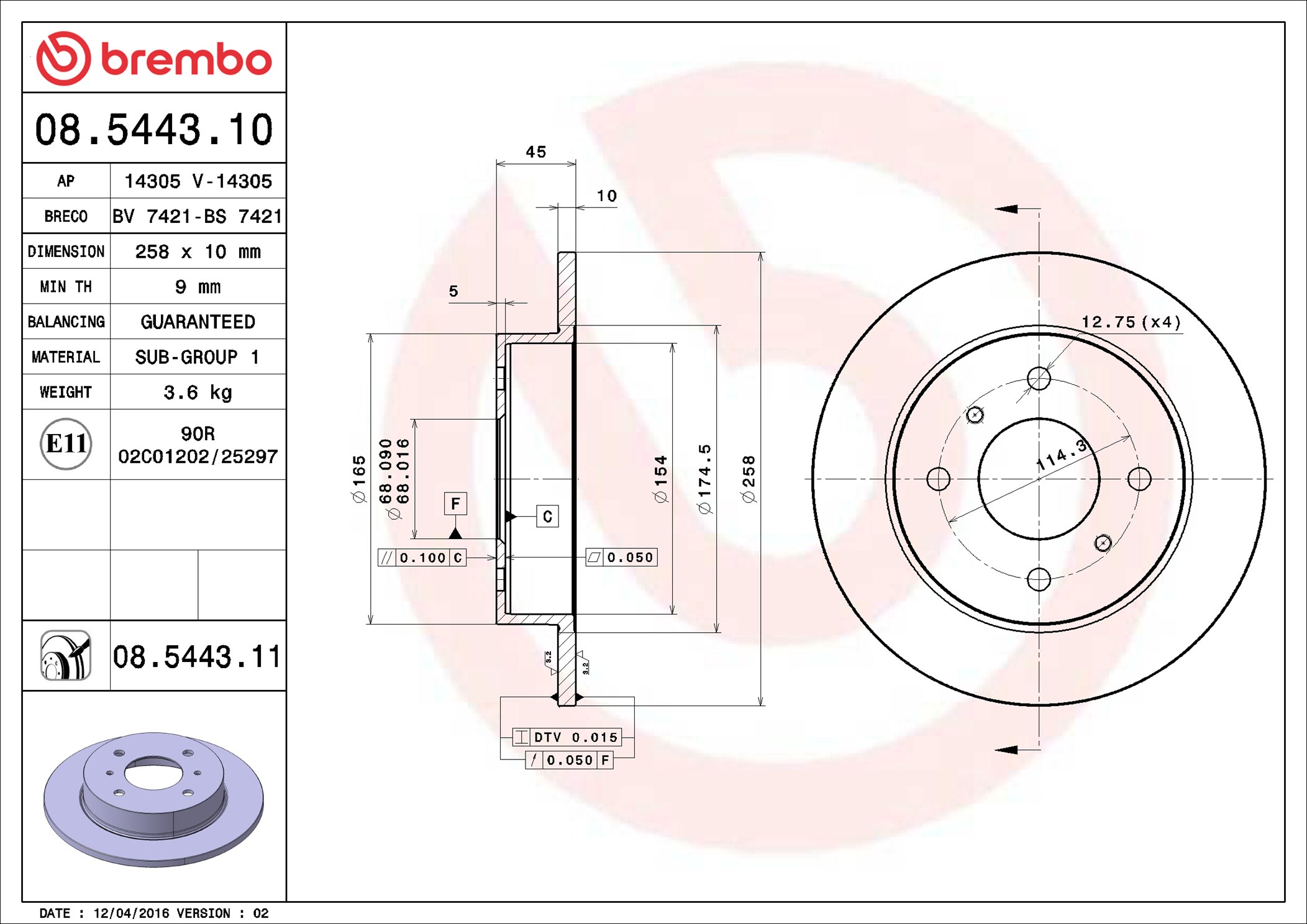 Discofreno - 08.5443.11 BREMBO