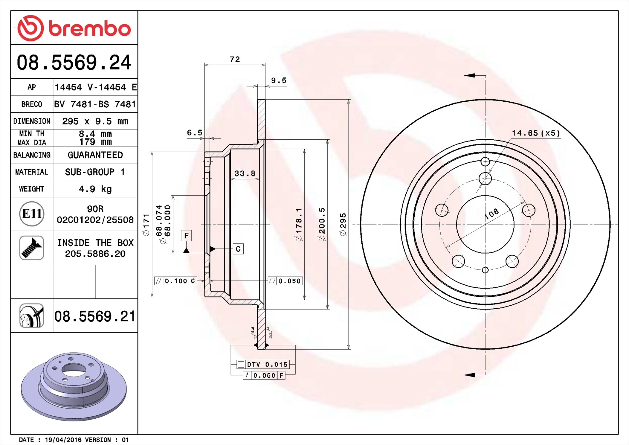 Discofreno - 08.5569.21 BREMBO