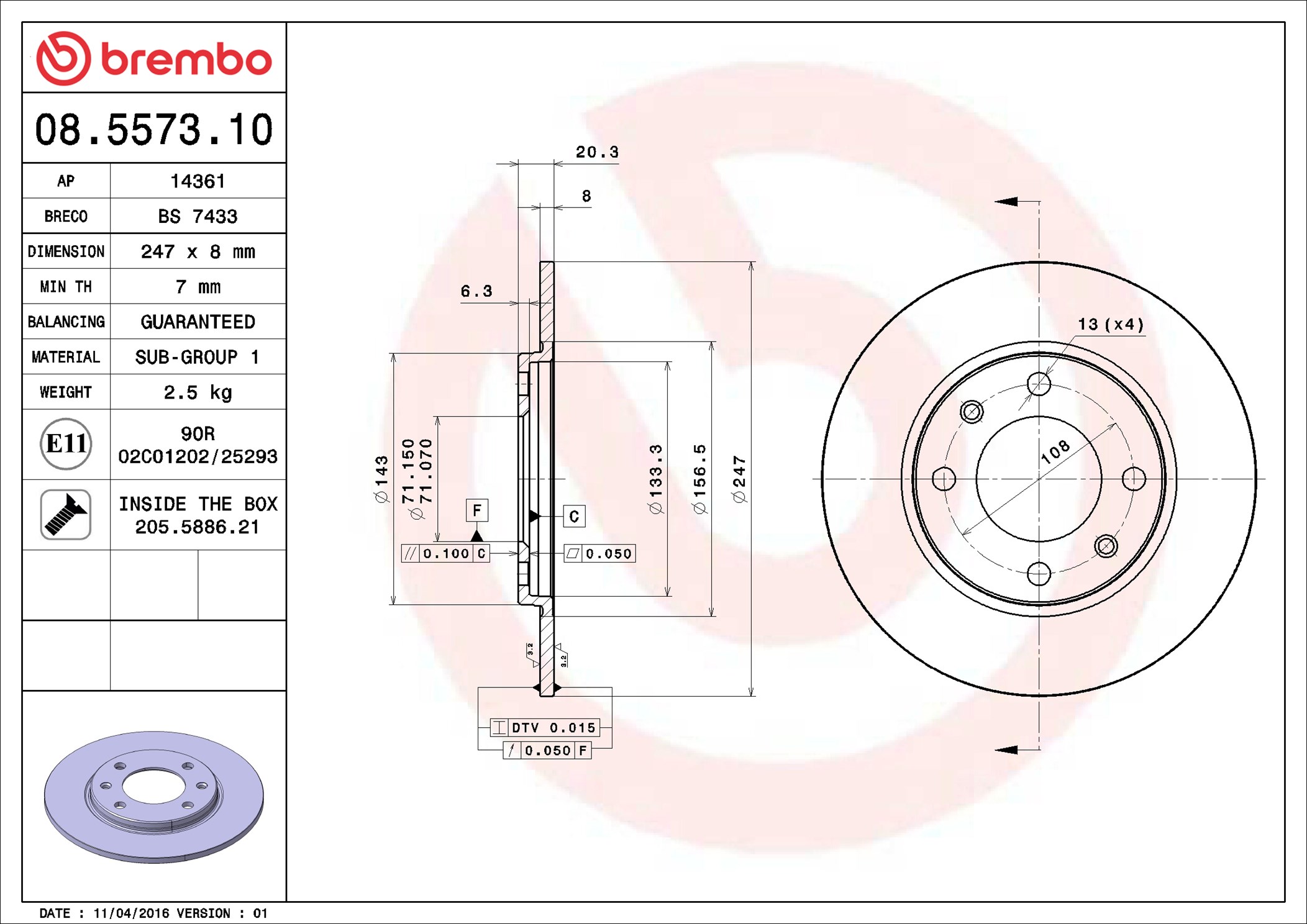 Discofreno - 08.5573.10 BREMBO