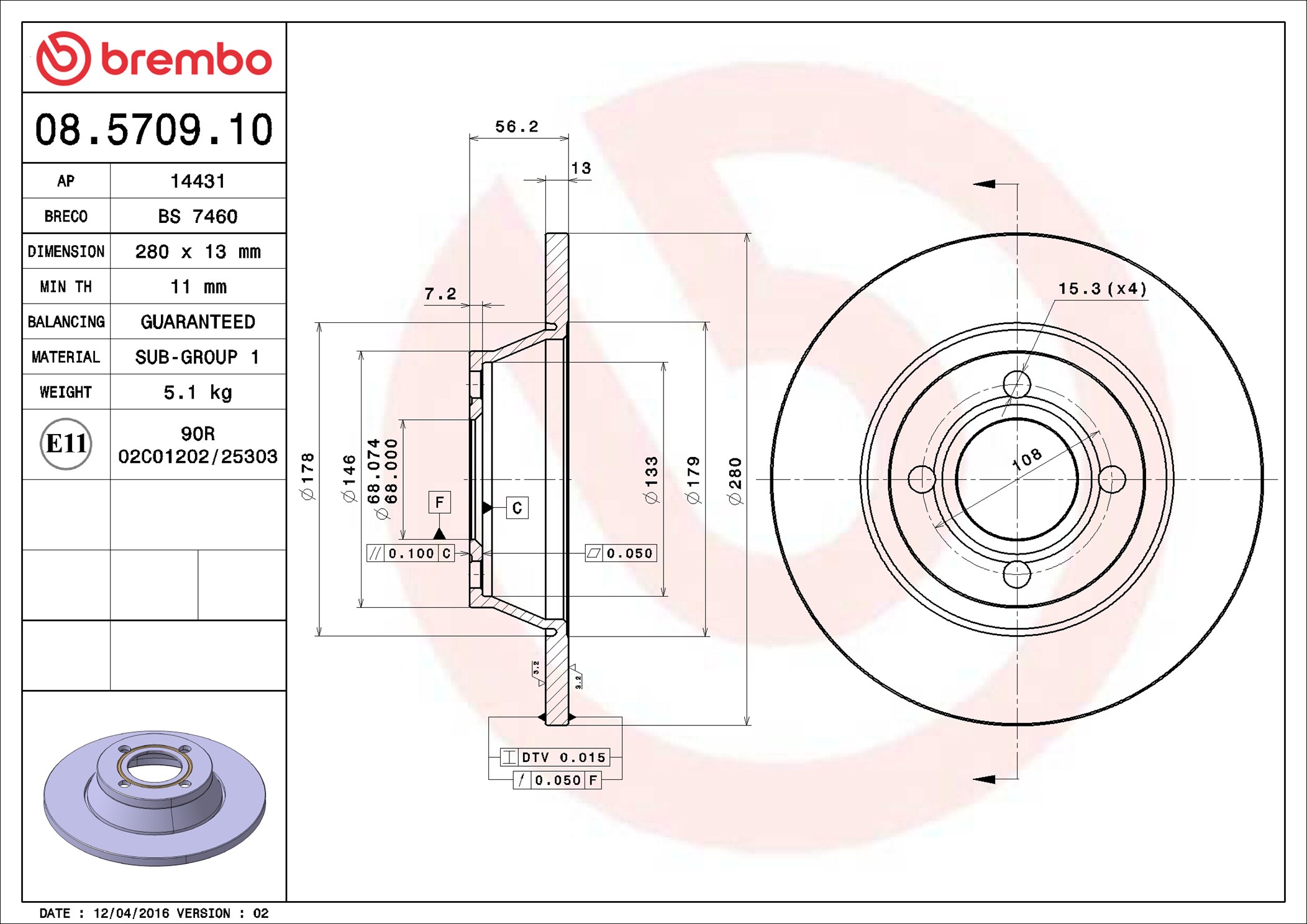 Discofreno - 08.5709.10 BREMBO