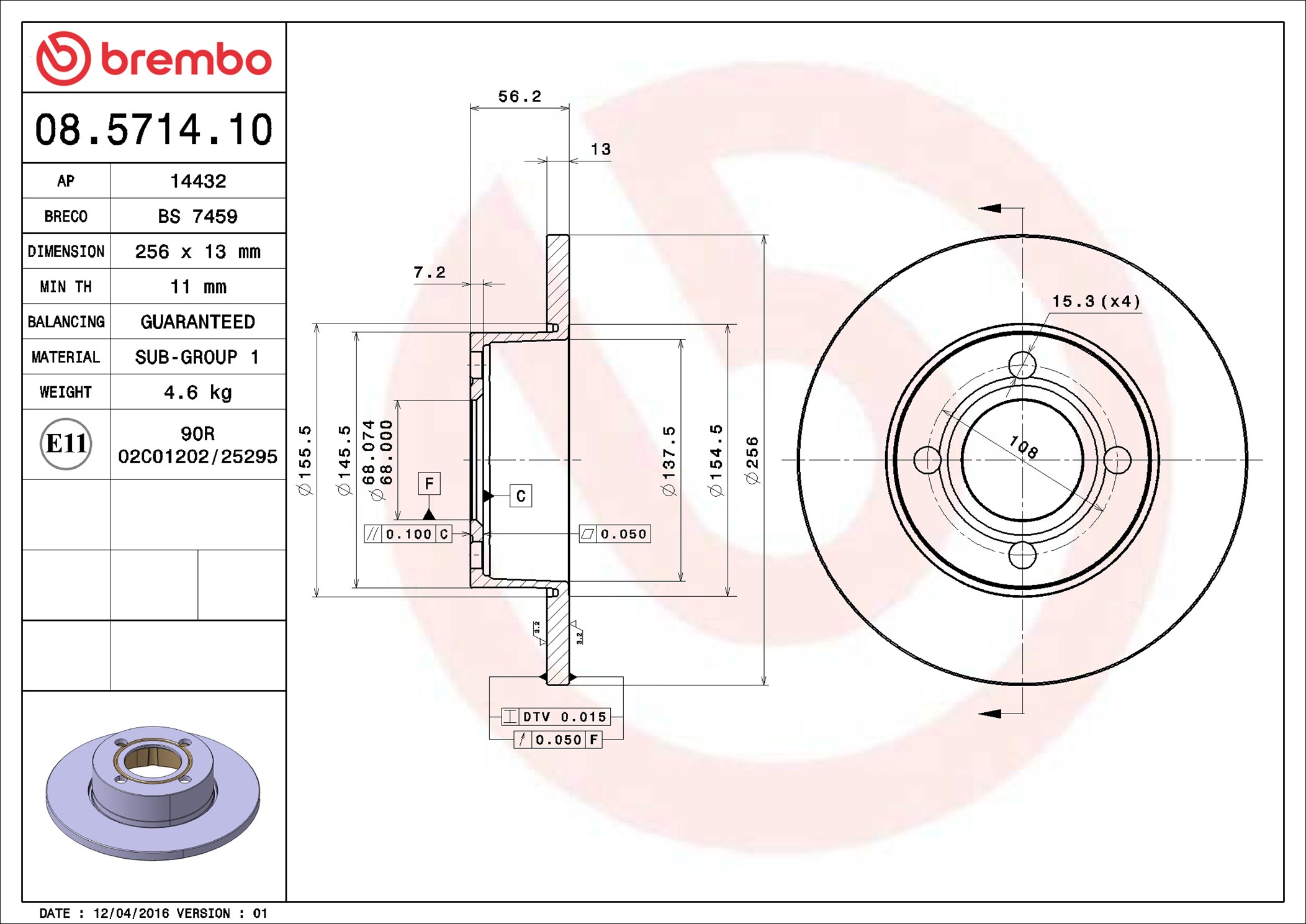 Bremsscheibe - 08.5714.10 BREMBO