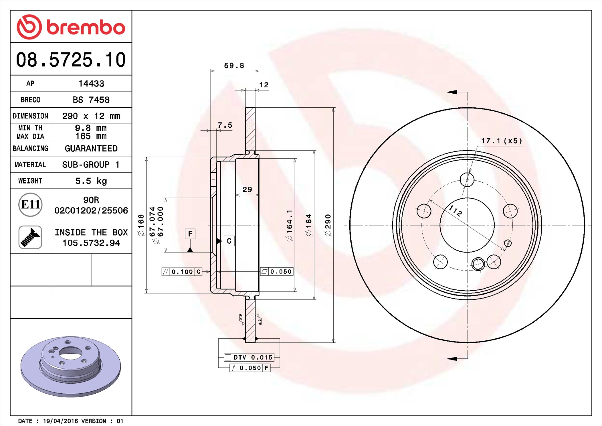 Discofreno - 08.5725.10 BREMBO