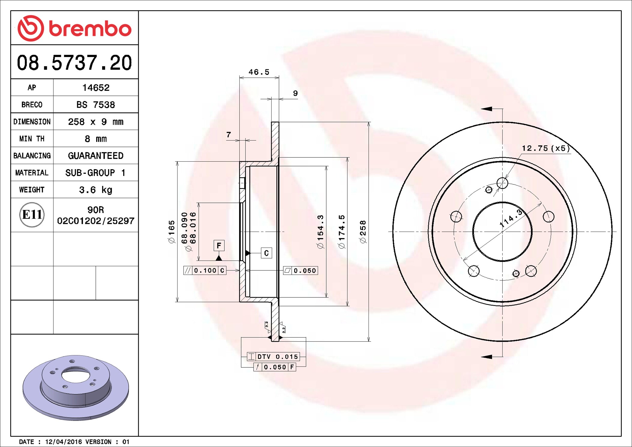 Discofreno - 08.5737.20 BREMBO