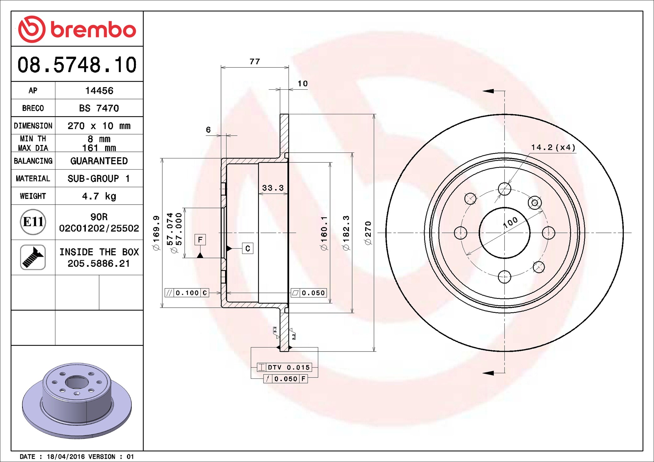 Brake Disc - 08.5748.10 BREMBO