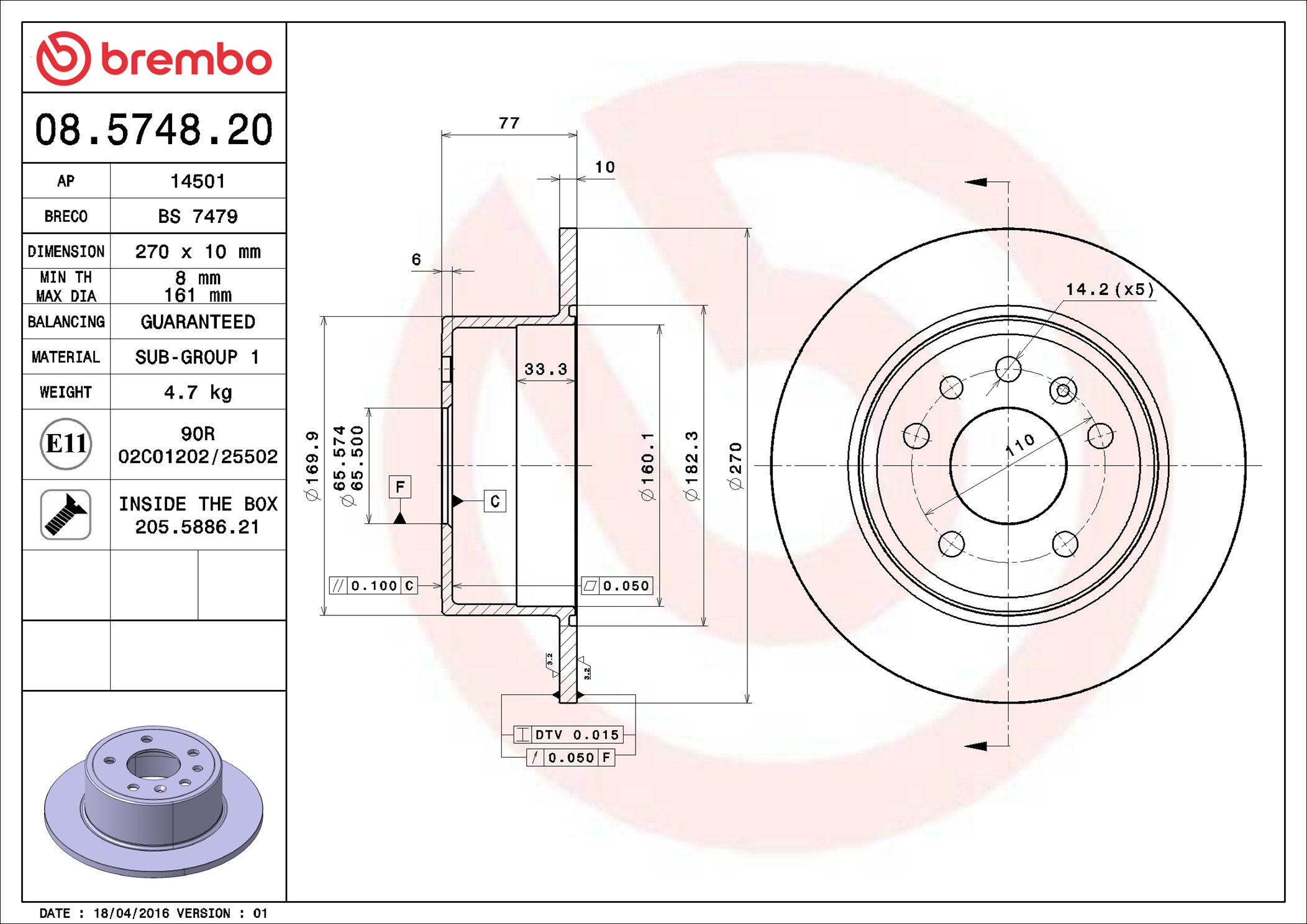 Discofreno - 08.5748.20 BREMBO