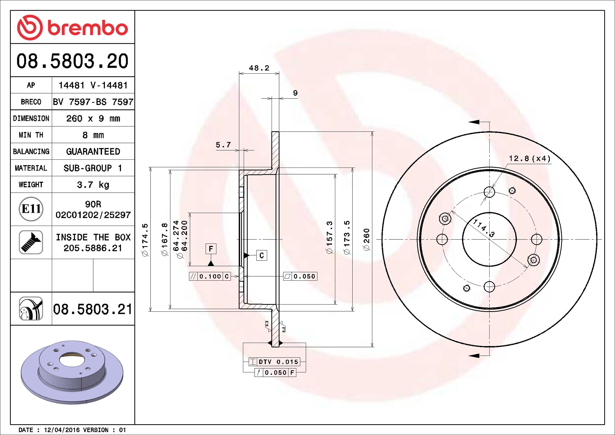 Brake Disc - 08.5803.21 BREMBO