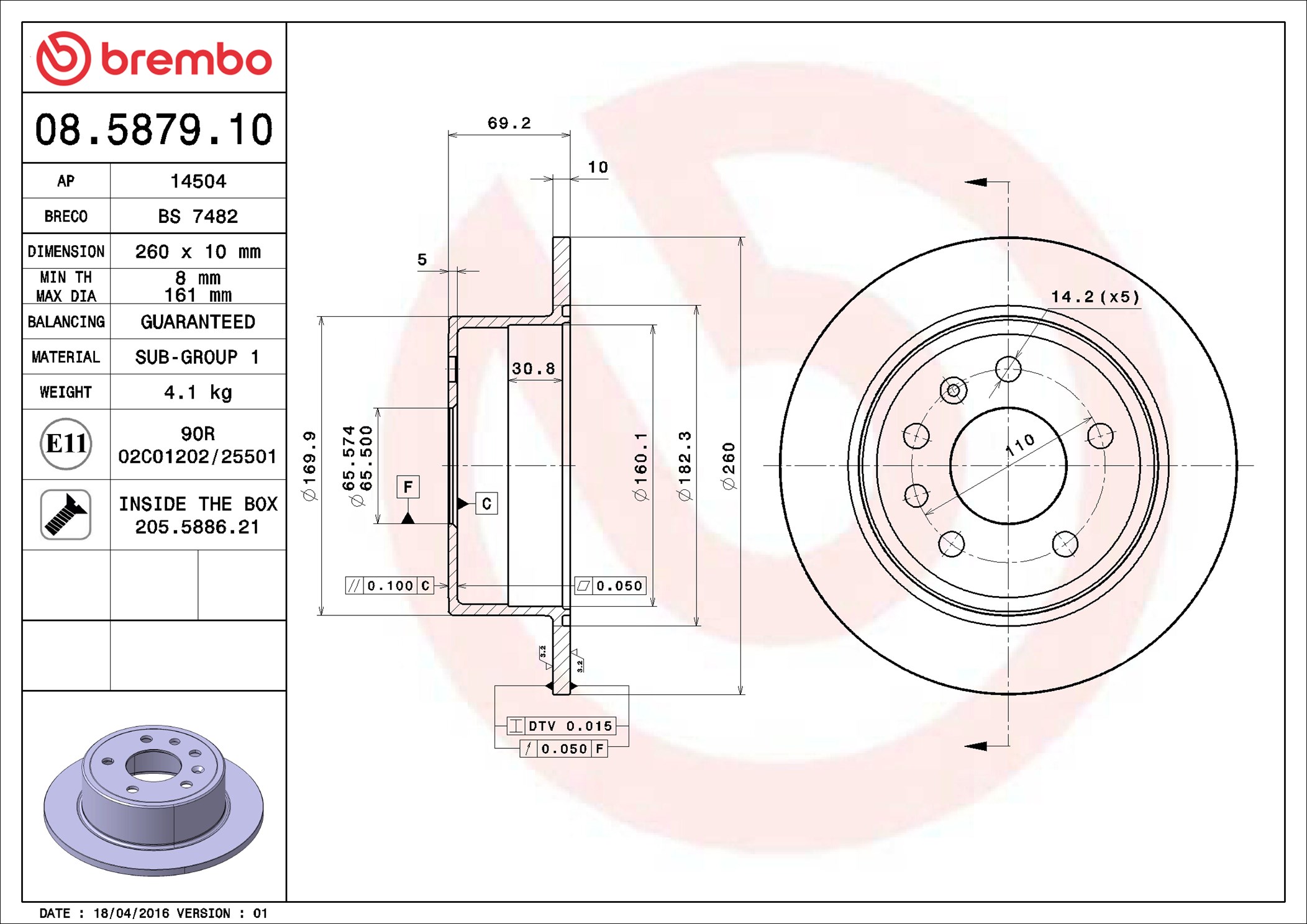 Discofreno - 08.5879.10 BREMBO