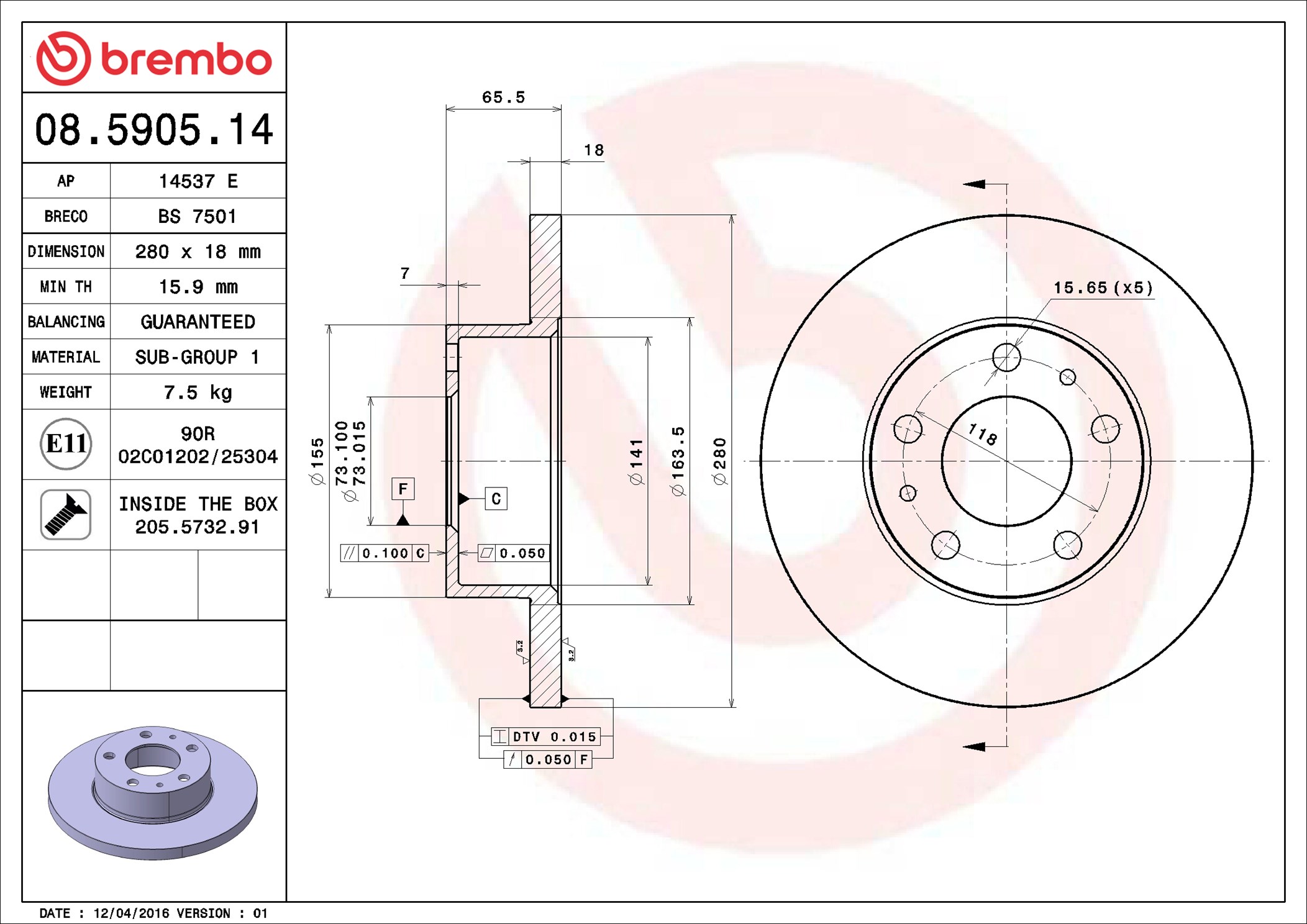 Discofreno - 08.5905.14 BREMBO