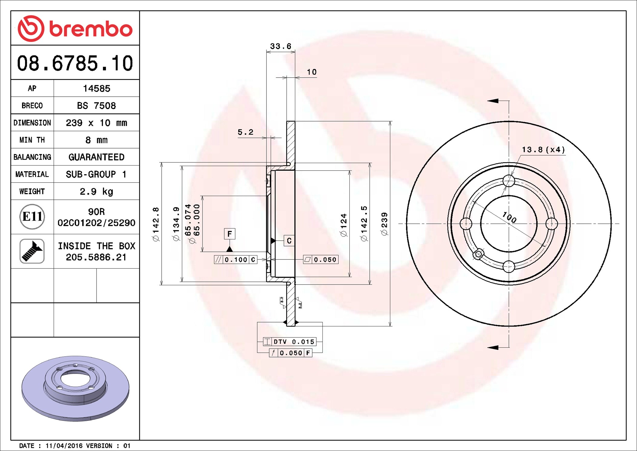 Brake Disc - 08.6785.10 BREMBO