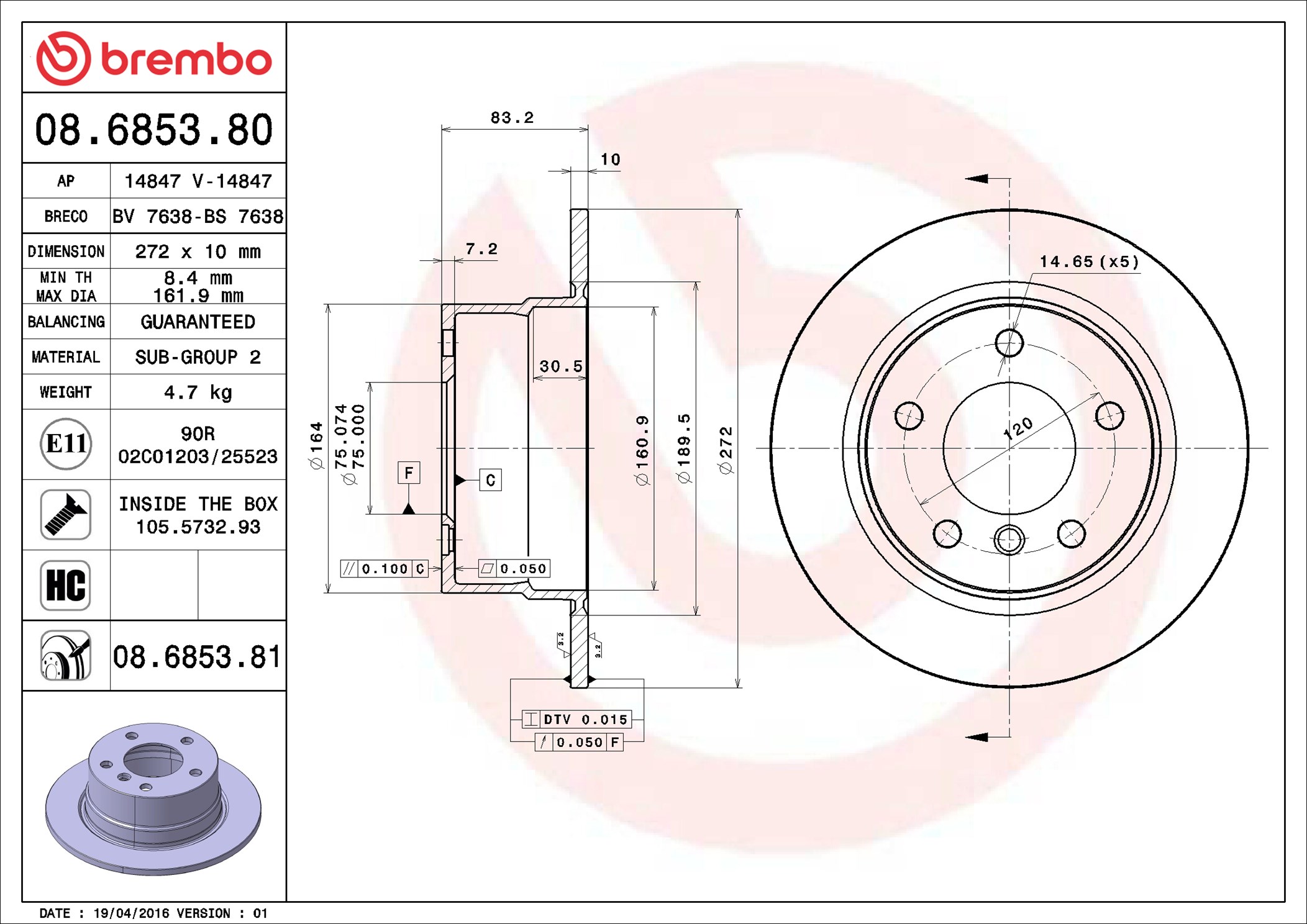 Discofreno - 08.6853.81 BREMBO