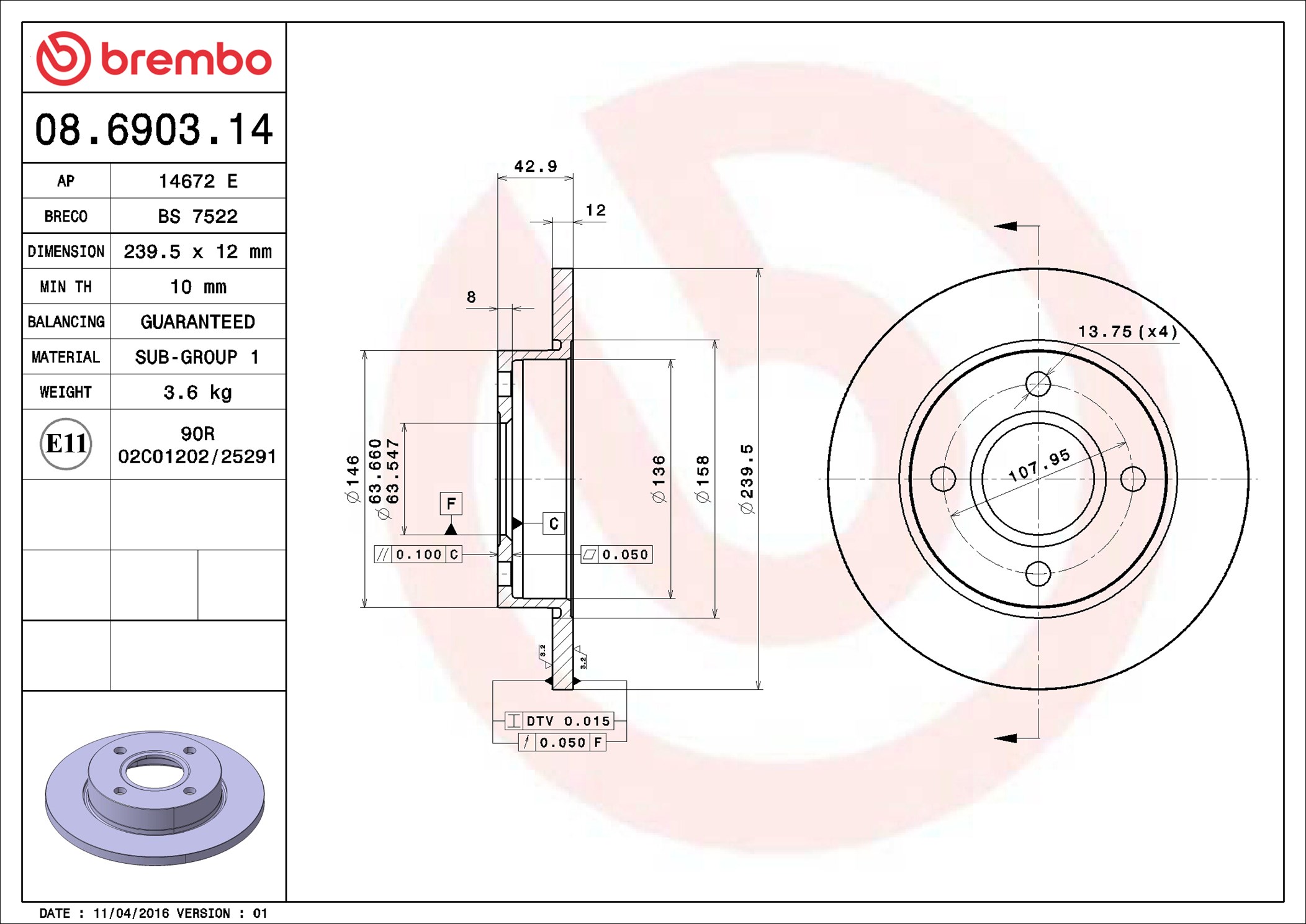 Discofreno - 08.6903.14 BREMBO